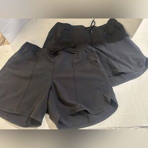 2 Lands End Sport Womens Shorts 12 Black 5" Elastic Tie Waist athletic leisure